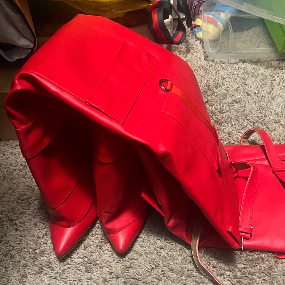 Red Backpack and Heels Set